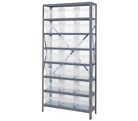 Quantum 1275-SB809CL 12" D x 36" L x 75" H Galvanized Steel Finish Heavy Duty Shelving Unit
