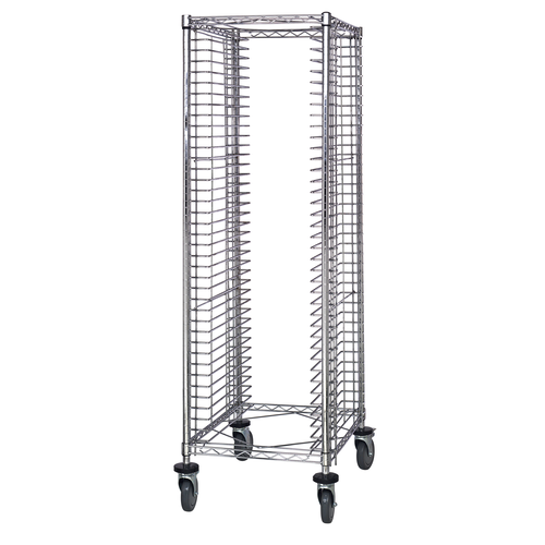Quantum TC-EL38 27" W x 21.75" D x 69" H Chrome Plated Steel Wire Full Size Mobile Tray Cart
