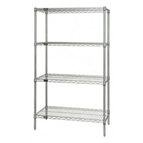 Quantum WR86-2148C 48" W x 86" H x 21" D Chrome Plated Finish Wire Shelving Starter Kit