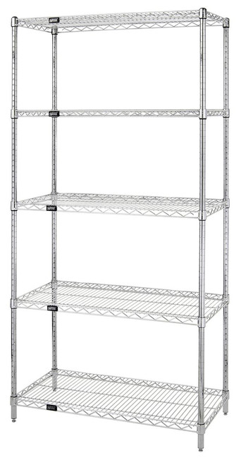 Quantum WR74-1436S-5 36" W x 14" D Stainless Steel Wire Shelving Starter Kit