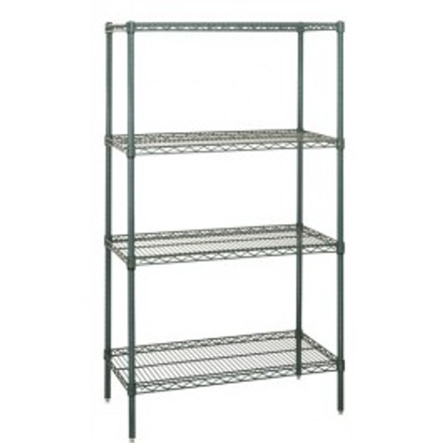 Quantum WR54-2472P 72" W x 24" D Green Epoxy Finish Includes 4 Wire Shelves Wire Shelving Starter Kit