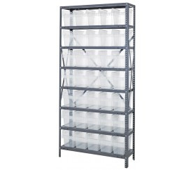 Quantum 1275-SB802CL 12" D x 36" L x 75" H Galvanized Steel Finish Heavy Duty Shelving Unit