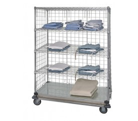 Quantum WRDBS4-74-2448EP-5 48" W x 24" D Chrome 5 Shelves Wire Enclosed Cart