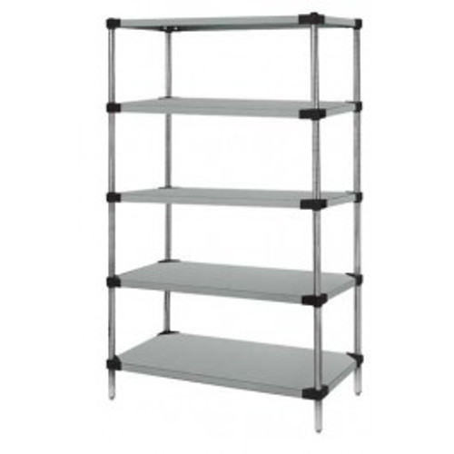 Quantum WRS5-54-1460SS 60" W x 14" D Stainless Steel Solid Shelving Starter Kit