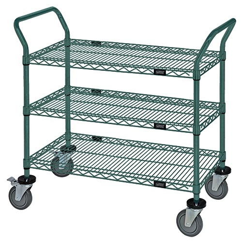Quantum WRC-2448P-3 37.5" H x 48" W x 24" D 3 Shelves 2 U Shaped Handles Open Base Utility Cart