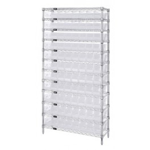 Quantum WR12-101CL 36" W x 12" D Chrome Plated Finish Bin Wire Shelving System