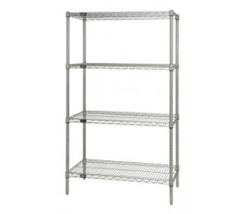 Quantum WR54-1424C 24" W x 14" D x 54" H Chrome Plated Finish Wire Shelving Starter Kit