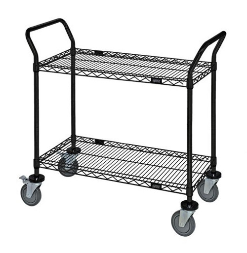 Quantum WRC-2448BK-2 37.5" H x 48" W x 24" D 2 Shelves 2 U Shaped Handles Open Base Utility Cart
