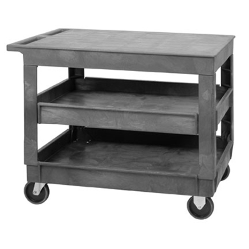 Quantum PFTC4026-33-3 550 Lb. Polymer Gray Three Shelves Utility Cart