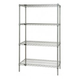 Quantum WR63-2454C 54" W x 24" D x 63" H Chrome Plated Wire Shelving Starter Kit