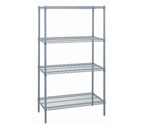 Quantum WR86-1842GY 42" W x 86" H x 18" D Gray Epoxy Antimicrobial Finish Wire Shelving Starter Kit