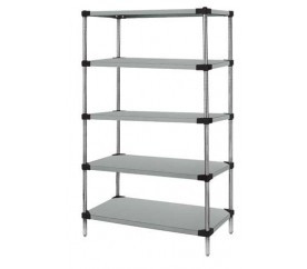 Quantum WRS5-86-1454SS 54" W x 14" D x 86" H Stainless Steel Solid Shelving Starter Kit