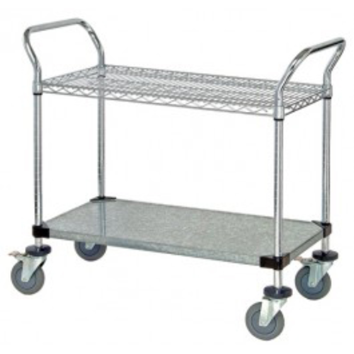 Quantum WRC-1848-2CG 37.5" H x 48" W x 18" D 2 Shelves 2 U Shaped Handles Open Base Utility Cart