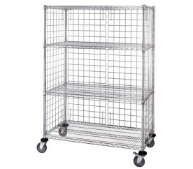 Quantum M2448C46E 48" W x 24" D Chrome 4 Shelves Mobile Enclosure Cart