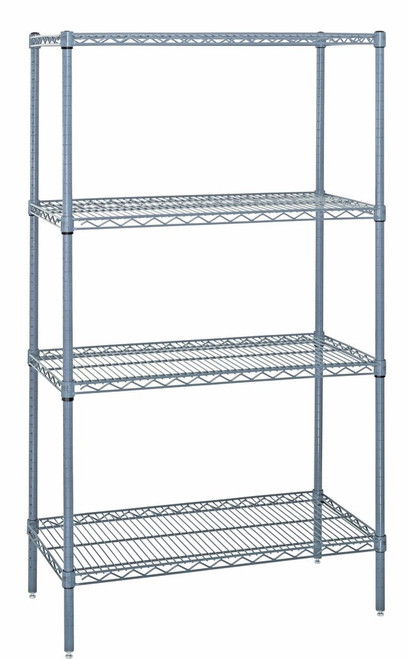 Quantum WR74-1260GY 60" W x 12" D Epoxy Coated Wire Shelving Starter Kit
