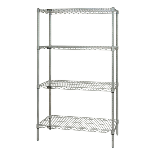 Quantum WR63-2172C 72" W x 21" D x 63" H Chrome Plated Wire Shelving Starter Kit