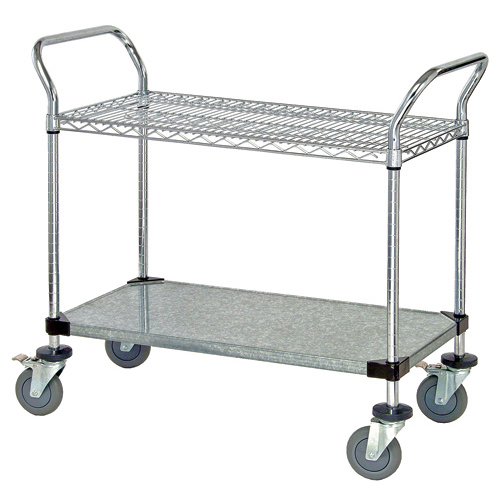 Quantum WRSC-1842-2 37.5" H x 42" W x 18" D 2 Shelves 2 U Shaped Handles Open Base Utility Cart