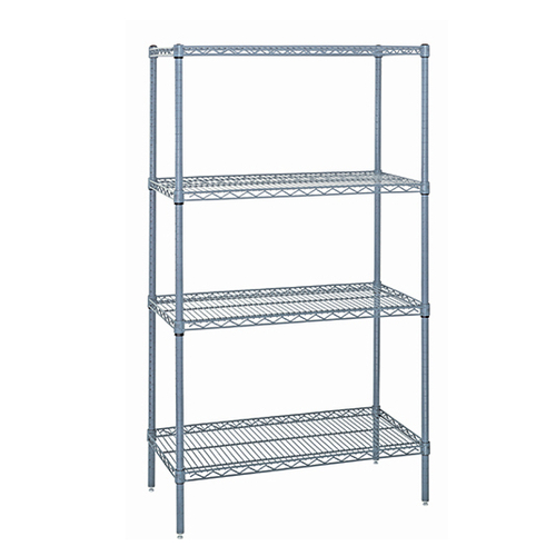 Quantum WR63-2454GY 54" W x 24" D x 63" H Gray Epoxy Antimicrobial Wire Shelving Starter Kit