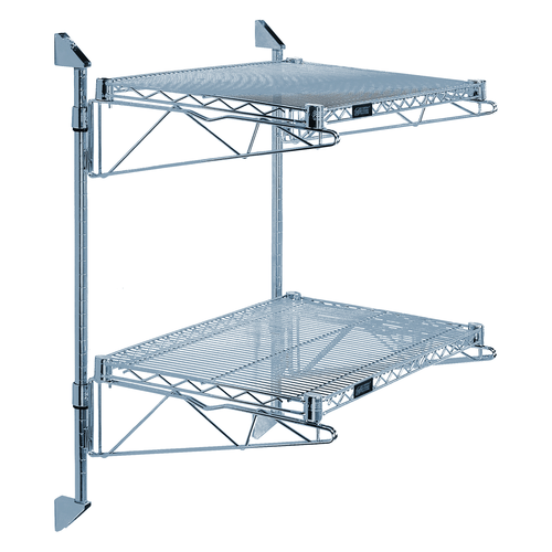 Quantum WC34-CB2148GY 48" W x 21" D Green Epoxy Antimicrobial Finish Cantilever Double Shelf Post Wall Mount