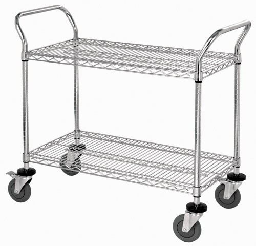 Quantum WRC-1848-2CO 37.5" H x 48" W x 18" D 2 Shelves 2 U Shaped Handles Open Base Utility Cart