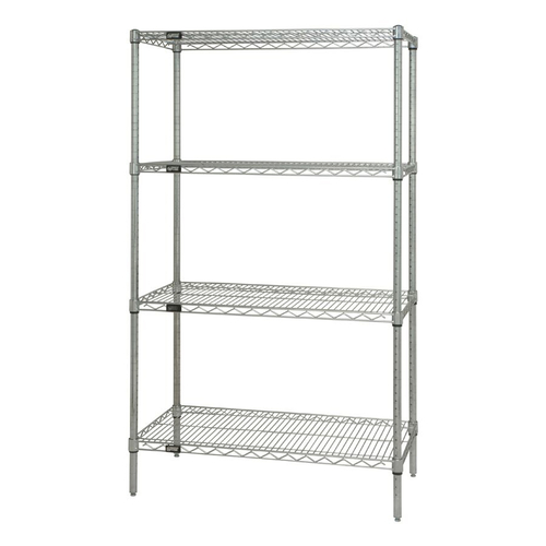 Quantum WR74-2448GY 48" W x 24" D x 74" H Gray Epoxy Coated Wire Shelving Starter Kit