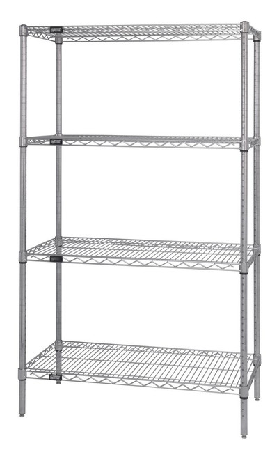 Quantum WR74-1248C 48" W x 12" D Chrome Plated Wire Shelving Starter Kit