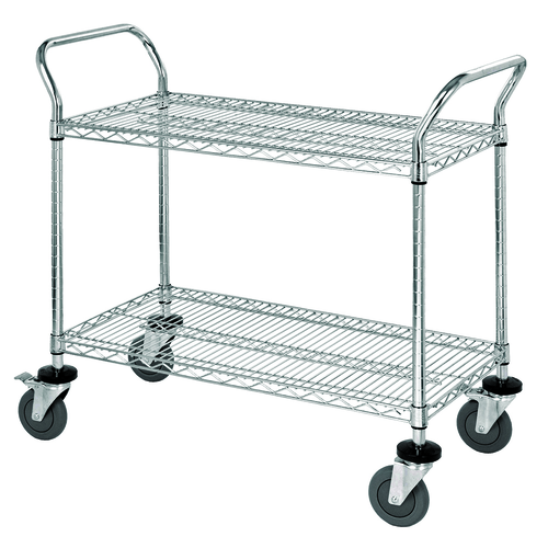 Quantum WRC-2436-2 37.5" H x 36" W x 24" D 2 Shelves 2 U Shaped Handles Open Base Utility Cart