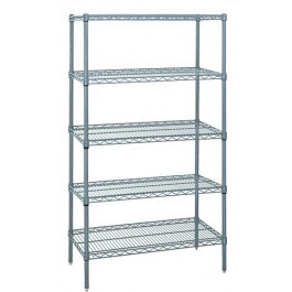 Quantum WR63-2172GY-5 72" W x 21" D x 63" H Gray Epoxy Antimicrobial Wire Shelving Starter Kit