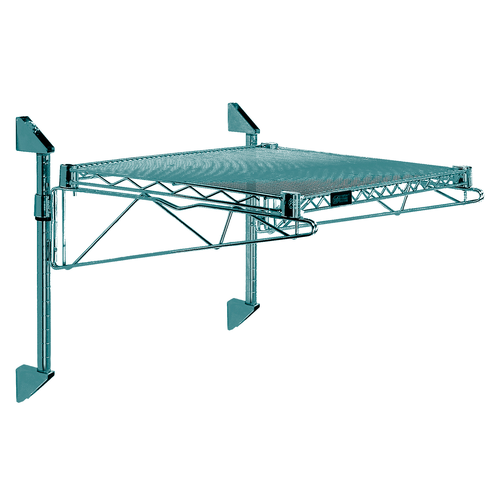 Quantum WC14-CB2124P 24" W x 18" D Green Epoxy Antimicrobial Finish Cantilever Single Shelf Post Wall Mount