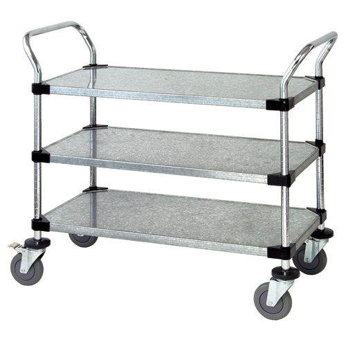 Quantum WRSC-2448-3SS 37.5" H x 48" W x 24" D 3 Shelves 2 U Shaped Handles Open Base Utility Cart