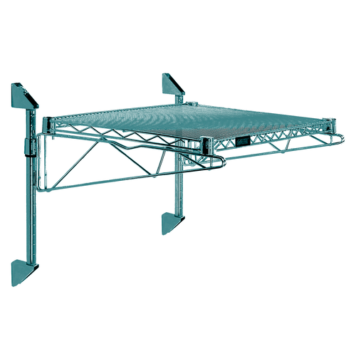 Quantum WC14-CB1424P 24" W x 14" D Green Epoxy Antimicrobial Finish Cantilever Single Shelf Post Wall Mount