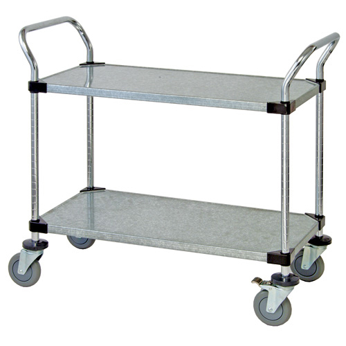 Quantum WRSC-1842-2SS 37.5" H x 42" W x 18" D 2 Shelves 2 U Shaped Handles Open Base Utility Cart