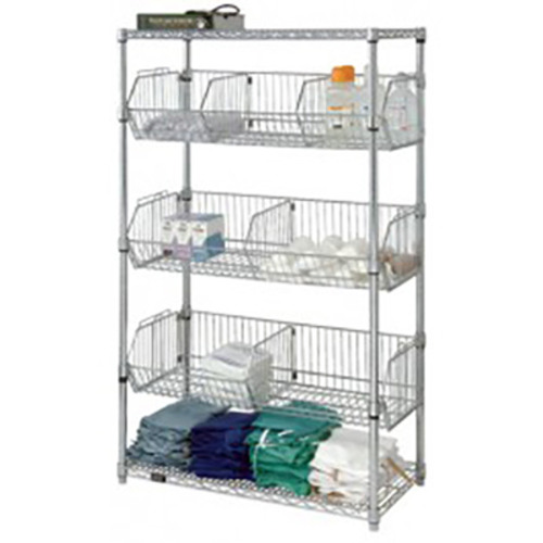 Quantum 2436BC6C 36" W x 24" D x 63" H Chrome Plated 3 Wire Basket Unit