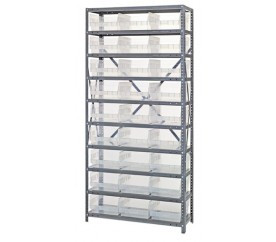Quantum 1275-209CL 12" D x 36" L x 75" H Galvanized Steel Finish Heavy Duty Shelving Unit