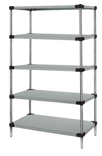 Quantum WRS5-74-1872SS 72" W x 18" D Stainless Steel Solid Shelving Starter Kit