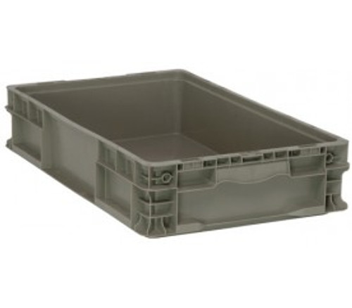 Quantum RSO2415-5 24" W x 15" D x 5" H Gray Polyethylene Stacker Straight Wall Container