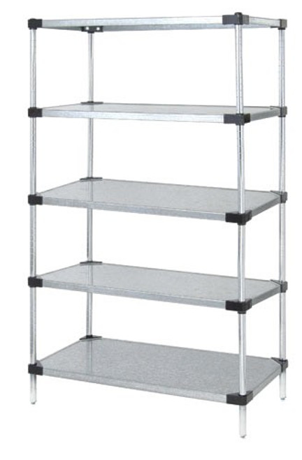 Quantum WR86-1448SG-5 48" W x 14" D Galvanized Steel Solid Shelving Starter Kit