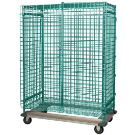Quantum MD1848-70SECP 70" H x 48" W x 18" D Green Epoxy Coated Finish Mobile with Dolly Base Security Unit