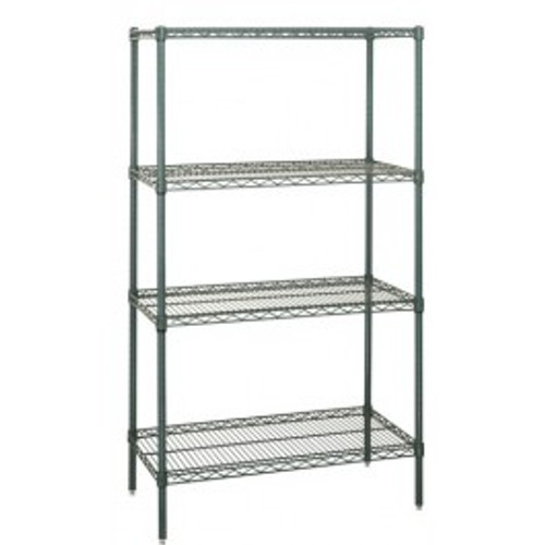 Quantum WR54-3072P 72" W x 30" D Green Epoxy Finish Includes 4 Wire Shelves Wire Shelving Starter Kit