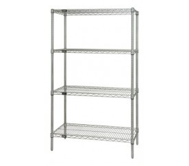 Quantum WR86-2160C 60" W x 86" H x 21" D Chrome Plated Finish Wire Shelving Starter Kit