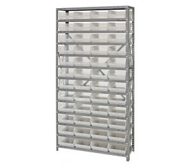 Quantum 1275-107CL 12" D x 36" L x 75" H Galvanized Steel Finish Heavy Duty Shelving Unit
