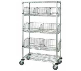 Quantum M1836BC6C 36" W x 18" D x 69" H Chrome Plated Mobile Basket Unit