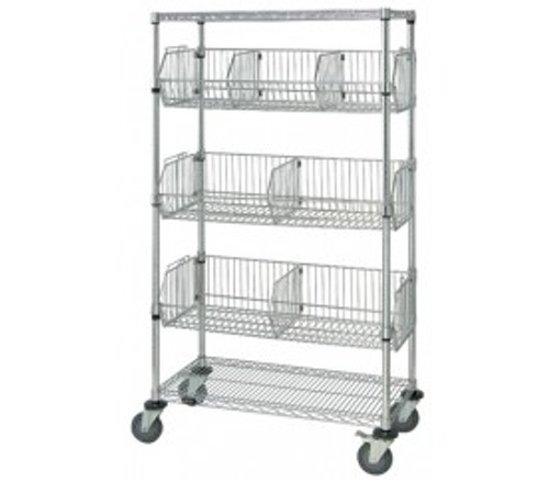Quantum M1836BC6C 36" W x 18" D x 69" H Chrome Plated Mobile Basket Unit
