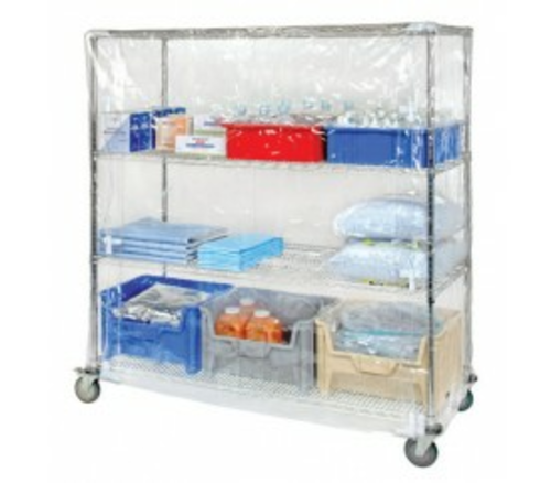 Quantum CC246074CVV 74" H x 60" W x 24" D 10 Gauge Clear Vinyl with Velcro Flap Wire Cart Cover