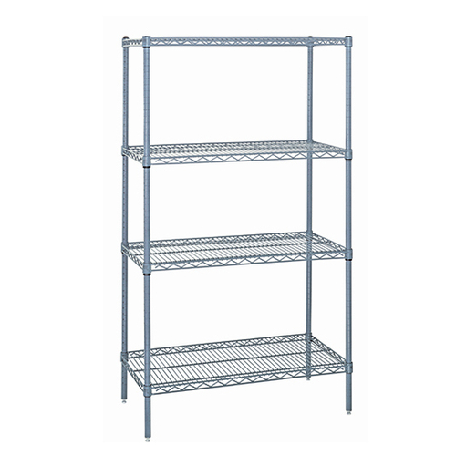 Quantum WR74-2136GY 36" W x 21" D x 74" H Gray Epoxy Coated Wire Shelving Starter Kit