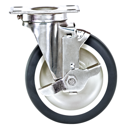 Quantum PT-PSB-S 5" x 1.25" Swivel Polyurethane Stainless Steel Caster with Brake