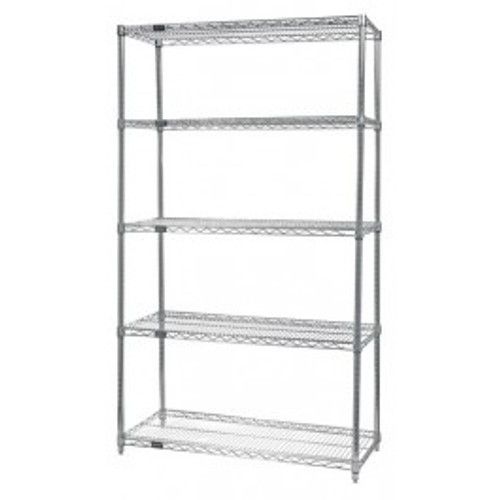 Quantum WR63-1860S-5 60" W x 18" D x 63" H Stainless Steel Wire Shelving Starter Kit
