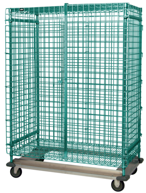 Quantum MD2460-70SECP 70" H x 60" W x 24" D Green Epoxy Coated Finish Mobile with Dolly Base Security Unit