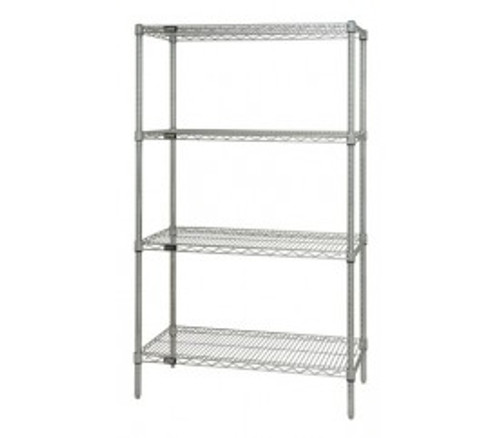 Quantum WR54-1442C 42" W x 14" D x 54" H Chrome Plated Finish Wire Shelving Starter Kit