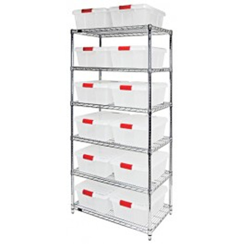 Quantum WR6-191507CL 36" W x 21" D x 74" H Includes 6 Wire Shelves Bin Wire Shelving System